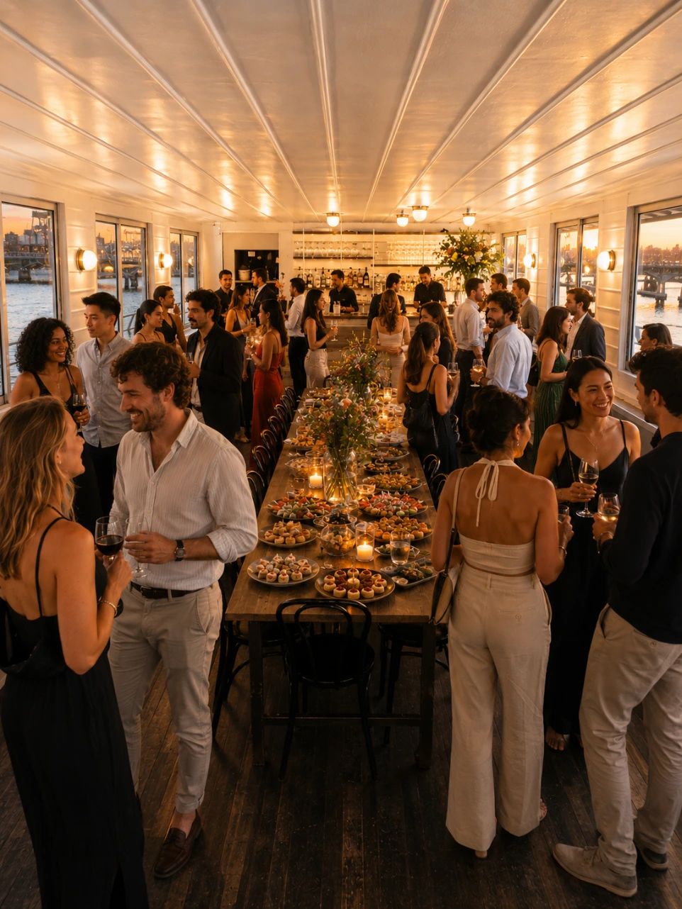 Salle restaurant à bord de la péniche Playtime